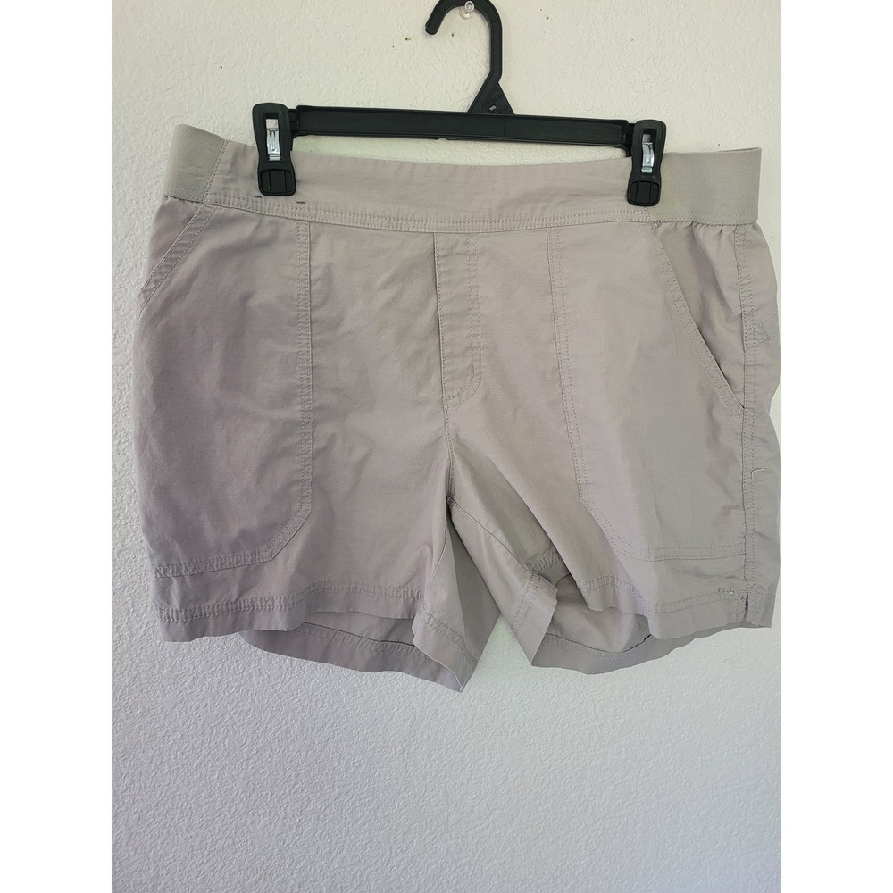 Columbia Womens Gray Hiking Shorts Elastic Waist L Regular 5" Outdoors #24